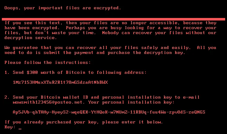 NotPetya ransomware screen